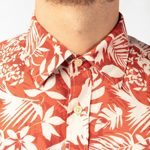 Retro Hawaiian Print Shirt S/S: Orange – Henry & Company