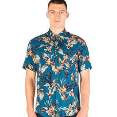 Koi Fish Print Shirt S/S: Blue