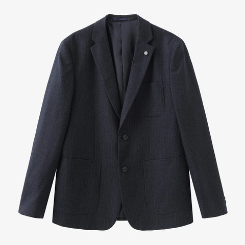 Simon Pinstripe Blazer: Denim Blue