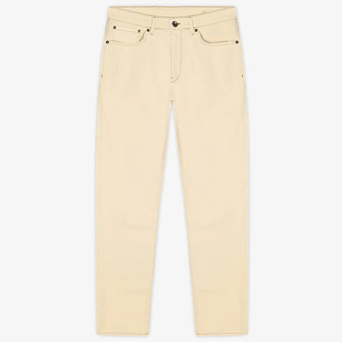 Tapered Stretch Denim: Ecru