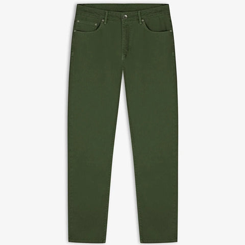 Tapered Stretch Denim: Military Green