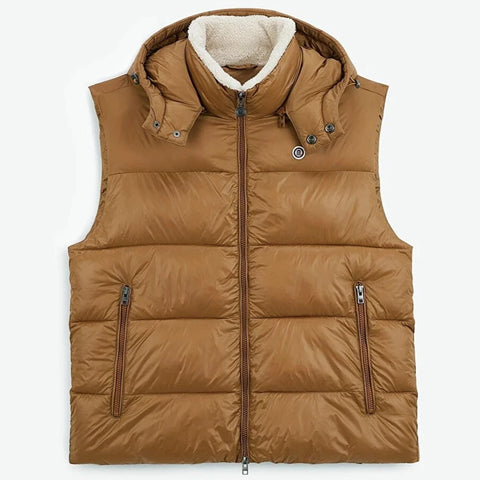 Daman Sleeveless Hooded Puffer Jacket: Natural