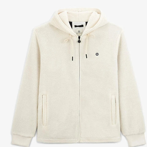 Dominik Hooded Fleece Jacket: Off White