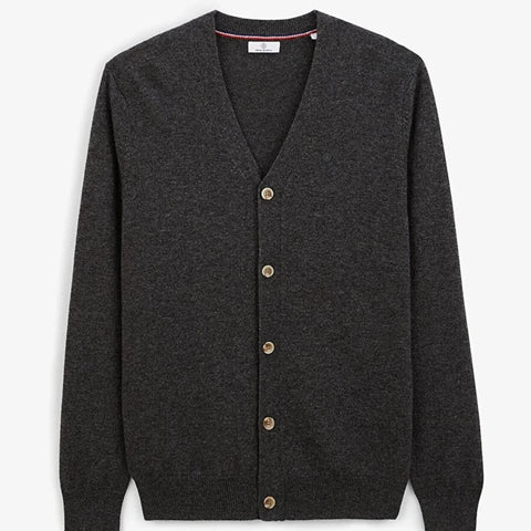 Milo Wool/Cashmere Cardigan Sweater: Grey