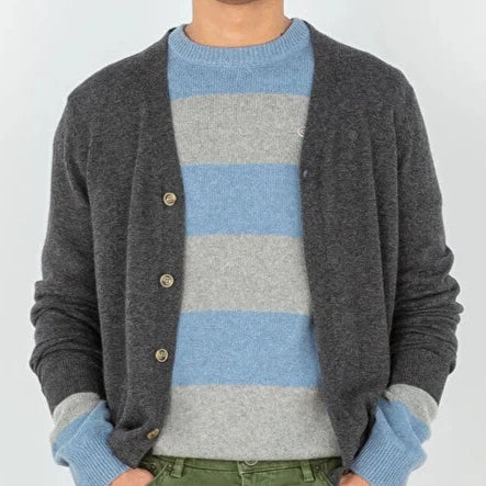 Milo Wool/Cashmere Cardigan Sweater: Grey