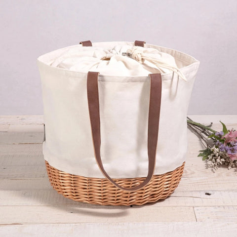 Canvas & Willow Basket Tote: Beige