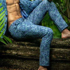 Jack Luxe Paisley Chino Pant: Blue & Grass