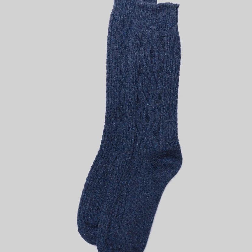 Cable Knit Boot Sock: Navy