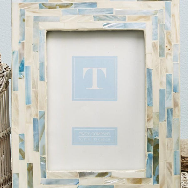 Mother of Pearl Photo Frame 4x6 Picture Frame Blue and White Frame