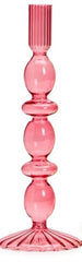 Glass Candlestick: Pink