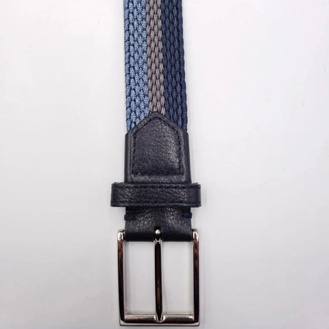 Elastic Stretch Belt: Blue & Grey Stripe