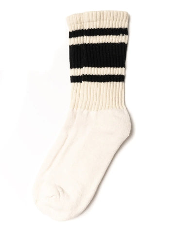 Mono Stripe Crew Sock: Black