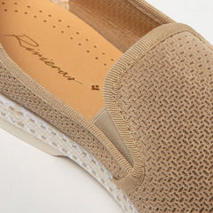 Embossed Suede Loafer: Light Tan