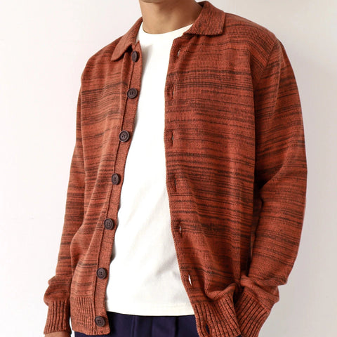 Kiyo Cardigan L/S: Slate Brown & Burnt Orange