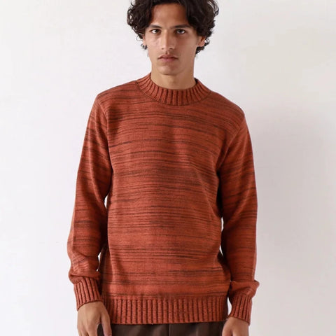 Dieter Sweater L/S: Slate Brown & Burnt Orange