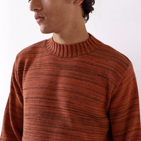 Dieter Sweater L/S: Slate Brown & Burnt Orange