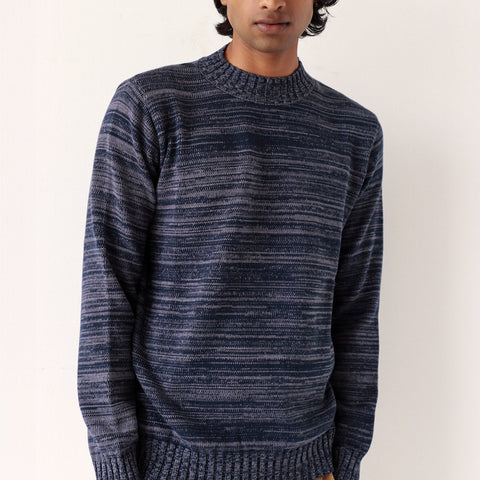 Dieter Sweater L/S: Navy Iris & Silver Blue