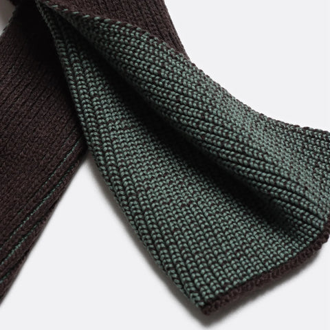 Ribbed Knit Scarf: Slate Brown & Forest Green