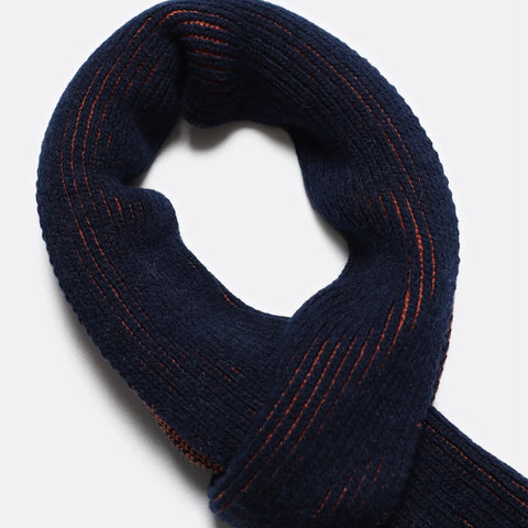 Ribbed Knit Scarf: Navy Iris & Burnt Orange