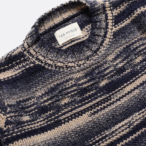 Hosono Stripe Sweater L/S: Navy Iris & Cornstalk