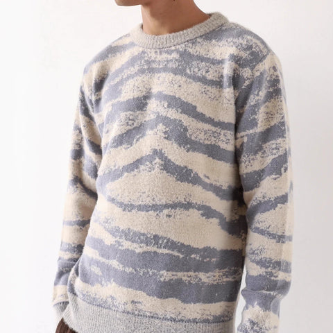 Ether Crew-Neck Sweater L/S: Silver Blue & Cornstalk