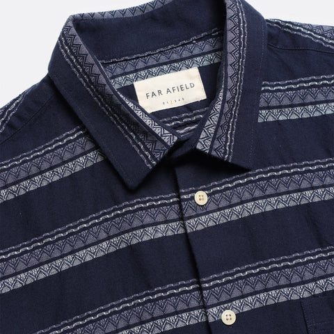 Classic Peysa Stripe Shirt L/S: Navy Iris