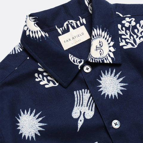 Busey Folk Print Shirt L/S: Navy Iris