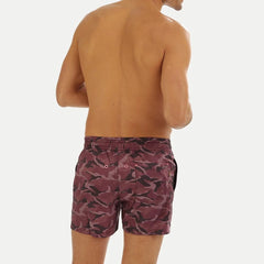 Army Print Swim Trunk: Wine