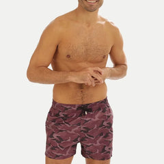 Army Print Swim Trunk: Wine