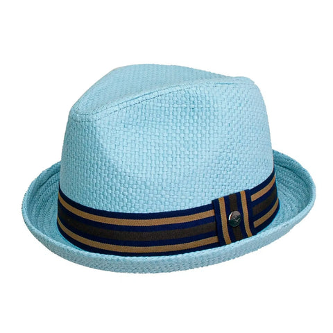 Deppo Straw Fedora: Blue Small/Medium