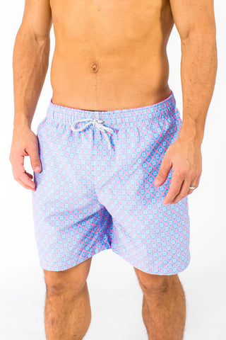 Diamond Pattern Swim Trunk: Coral