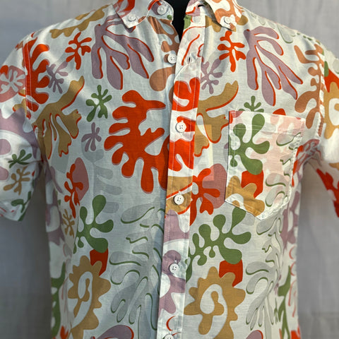 Underwater Garden Print Shirt S/S: Eggshell