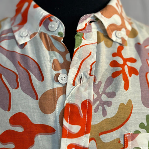 Underwater Garden Print Shirt S/S: Eggshell