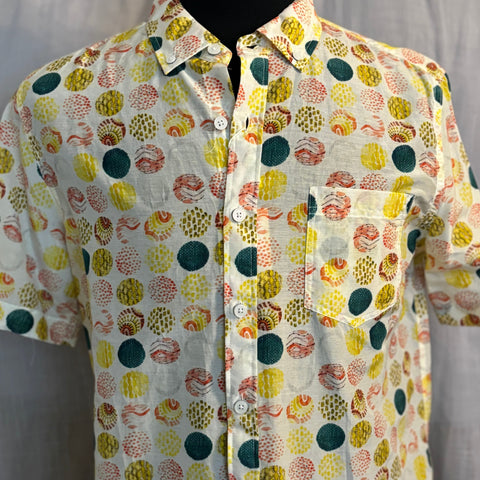 Colorful Circles Silk & Cotton Shirt S/S: Off White