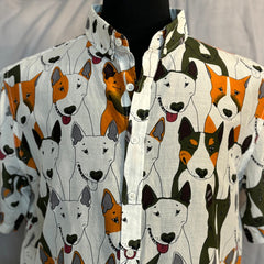 Sea of Dogs Print Shirt S/S: Eggshell