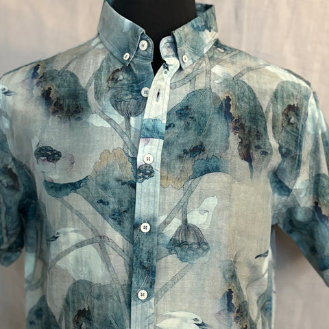 Modern Art Print Shirt S/S: Blue