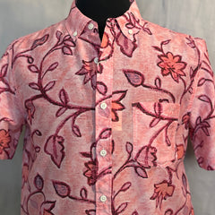 Floral Vine Print Shirt S/S: Pink