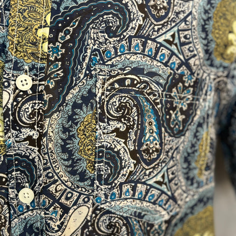 Paisley Pod Print Shirt S/S: Blue