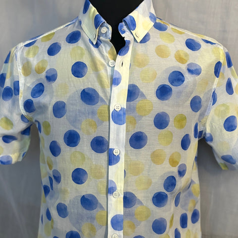 Modern Circle Print Shirt S/S: Eggshell