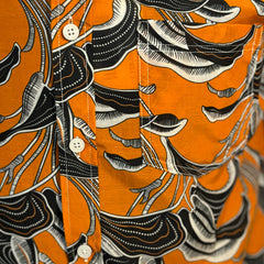 Black Lily Print Shirt S/S: Orange