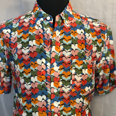 Hearts Print Shirt S/S: Dark Ground