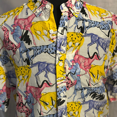 Silk & Cotton Shirt S/S: Horses