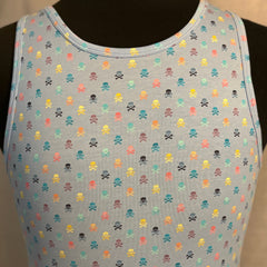 Rainbow Skulls Stretch Tank: Blue