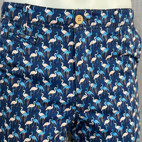 Flamingos Stretch Short: Blue