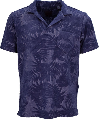 Johnny Farm Floral Terry Polo: Navy