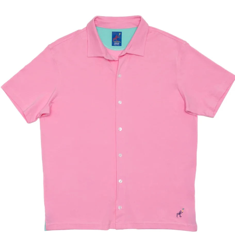 Stretch Full Button Shirt S/S: Pink