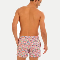 Cotton Flowers Print Swim Trunk: Blue & Pink