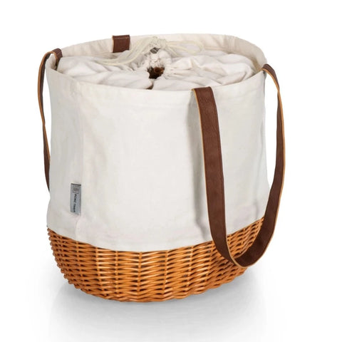 Canvas & Willow Basket Tote: Beige