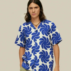 Nebula Cuba Linen Shirt S/S: Blue