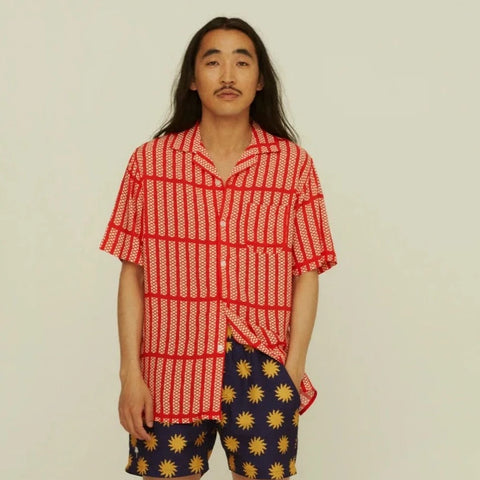 Railway Shirt S/S: Red & Yellow